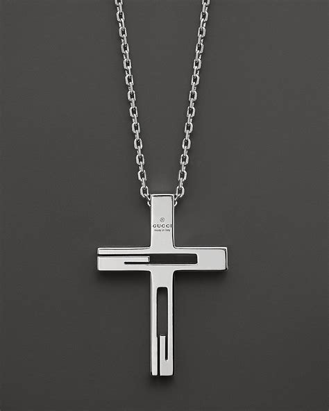 gucci necklace with cross|gucci silver and onyx necklace.